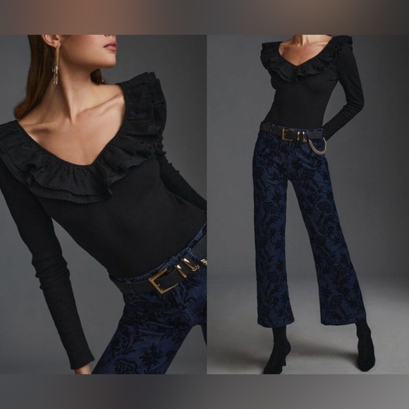 Dolan Ruffled V-neck Top from Anthropologie, sz M, EUC - Picture 2 of 3